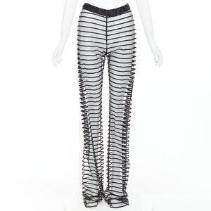 Dries Van Noten Flocked Mesh Striped Pants